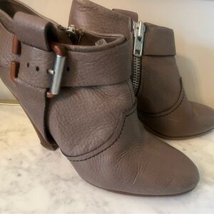 Chloe Taupe Ankle Boots with Buckle Detail